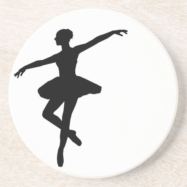 Simple Ballet Black White Ballerina Coaster (Front)