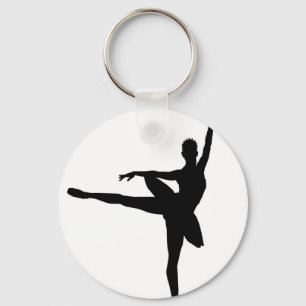 Simple Ballet Black White Ballerina Keychain