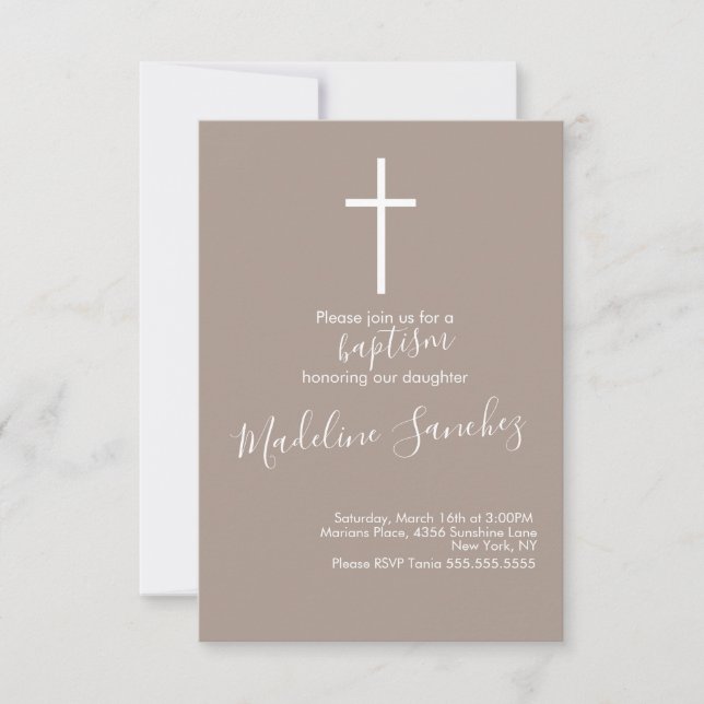 Simple Baptism Cross Baby Dedication Invitation (Front)