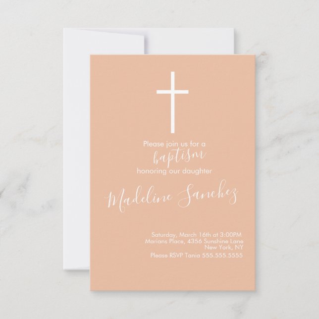 Simple Baptism Cross Baby Dedication Invitation (Front)
