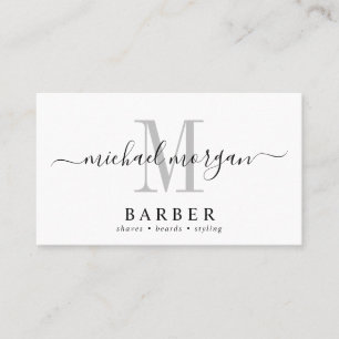Simple Barber Hair Stylist Modern Script Business  Business Card