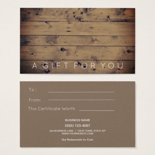 Simple Barn Wood Rustic Gift Card Certificate Zazzle.ca