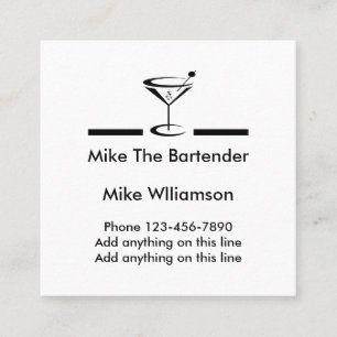 Simple Bartender Profile Square Business Card