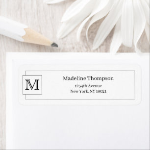 Simple Basic Black Initial Monogram Name Border