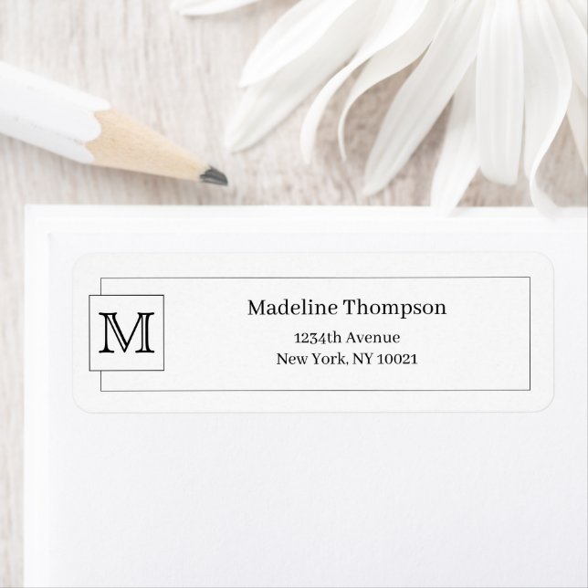 Simple Basic Black Initial Monogram Name Border (Insitu)