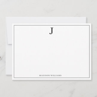 Simple Basic Black Monogram Square Border Card