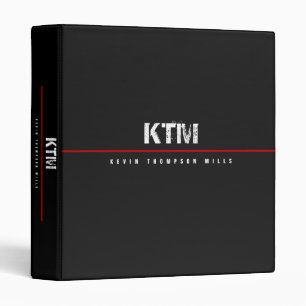 Simple Basic Black Monogrammed Binder