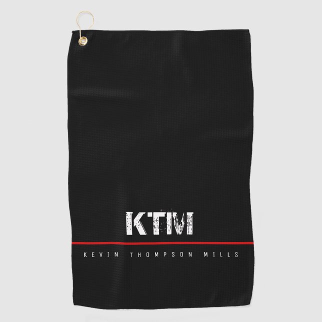 simple basic black monogrammed golf towel (Front)