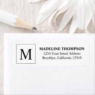 Simple Basic Black Square Border Monogram