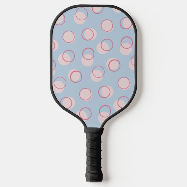 Simple Basic Blue and Pink Geometric Circles Pickleball Paddle (Front)