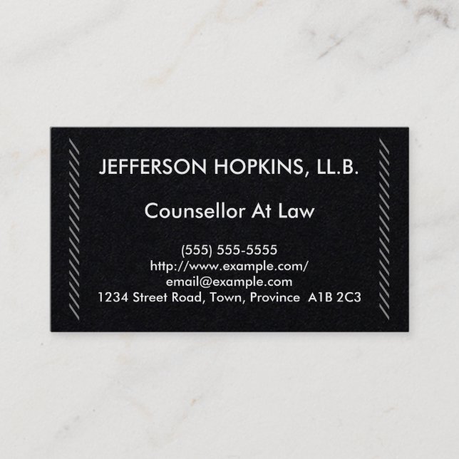 Simple & Basic Counsellor At Law Business Card (Front)