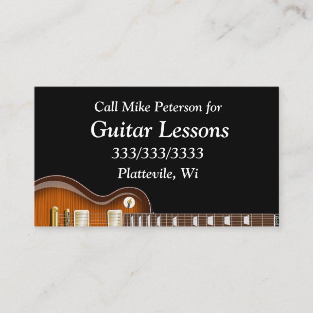 Simple Basic Guitar Lessons Business Card (Front)