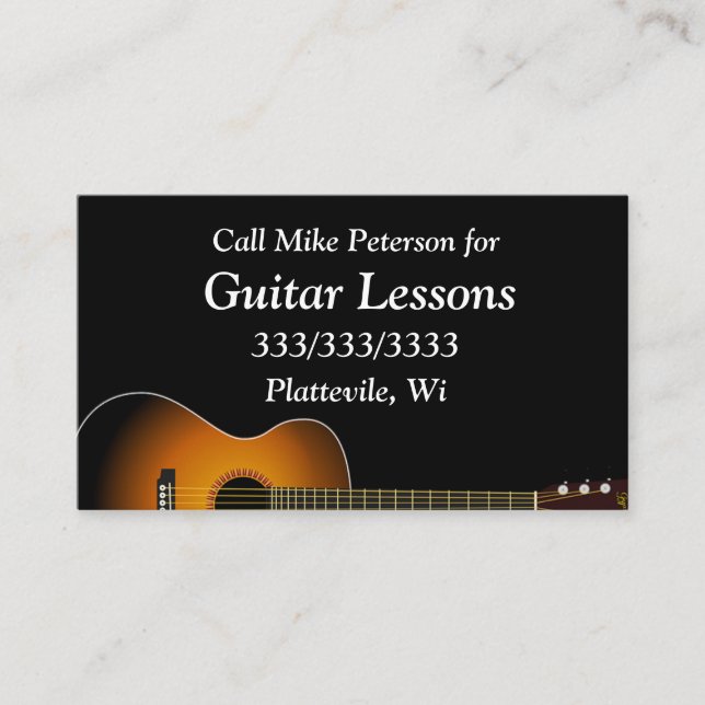 Simple Basic Guitar Lessons Business Card (Front)