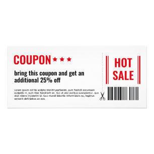 Simple Basic HOT SALE COUPON with Bar Code Rack Card