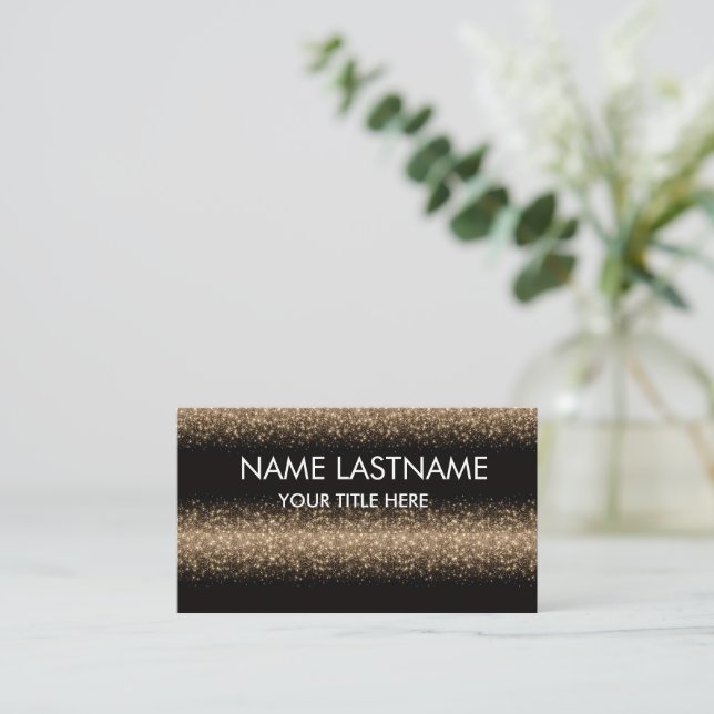 Simple Basic Minimal black &glitter White Business Card (Standing Front)