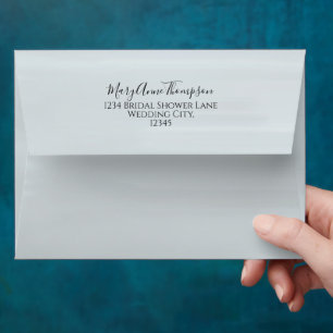 Simple Basic Minimalist Light Blue Calligraphy  Envelope