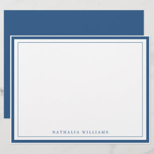 Simple Basic Navy Blue Border Stationery