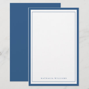 Simple Basic Navy Blue Border Stationery