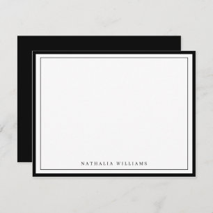 Simple Basic Personalize Black Border Stationery Card