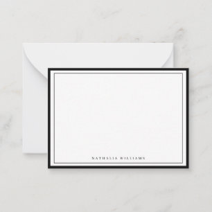 Simple Basic Personalize Black Border Stationery Card
