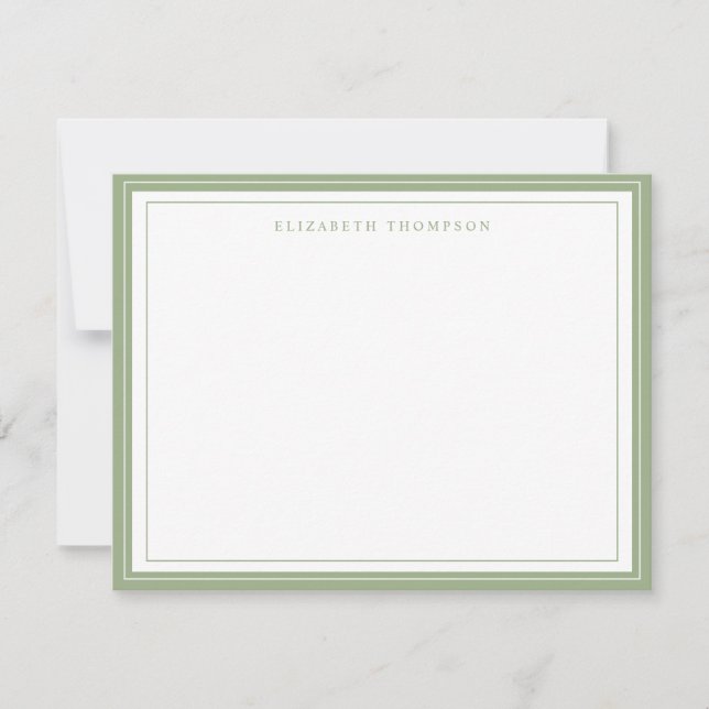 Simple Basic Personalized Sage Green Border Card (Front)
