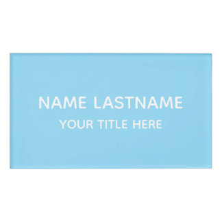 Simple Basic Sky Blue Minimal Modern  Name Tag