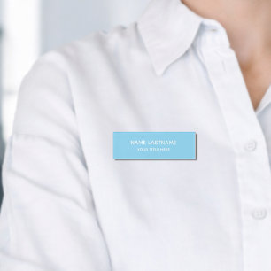 Simple Basic Sky Blue Minimal Modern  Name Tag