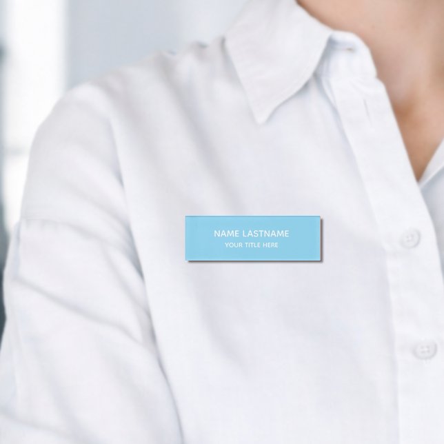 Simple Basic Sky Blue Minimal Modern  Name Tag (Creator Uploaded)