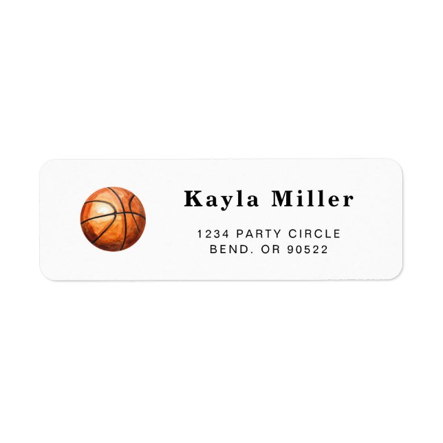 Simple Basketball Return Address Labels (Front)