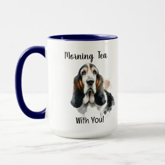 Simple Basset Morning Tea Brown Personalize Mug
