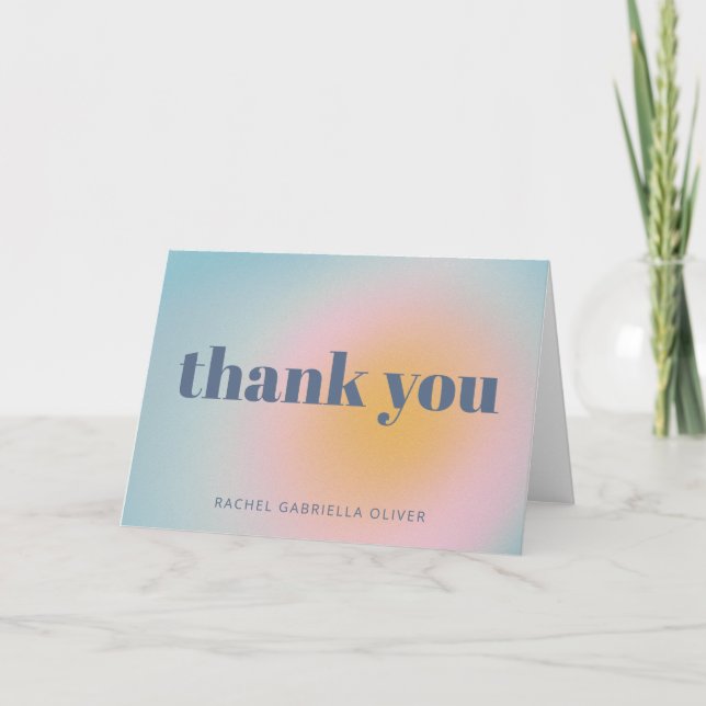 Simple Bat Mitzvah Celestial Blue Personalized Thank You Card (Front)