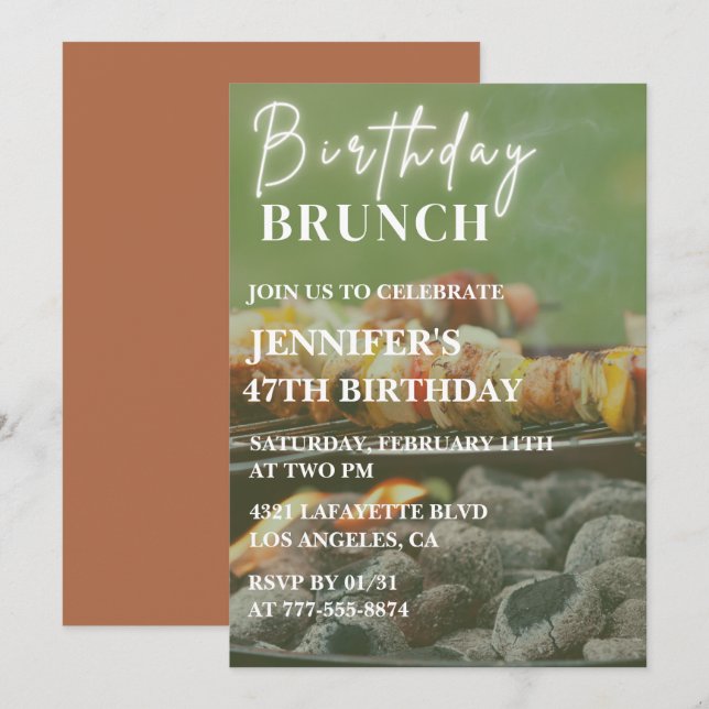 Simple Bbq Backyard 47th birthday invitations  (Front/Back)
