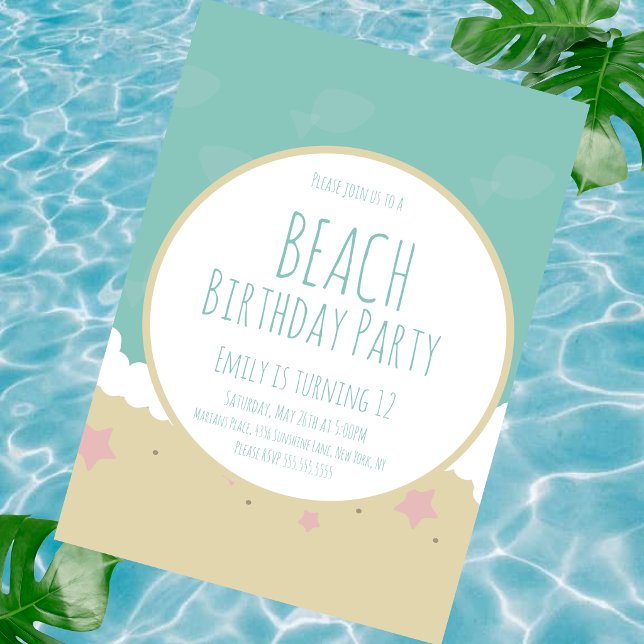 Simple Beach Birthday Party Sand  Invitation (Creator Uploaded)