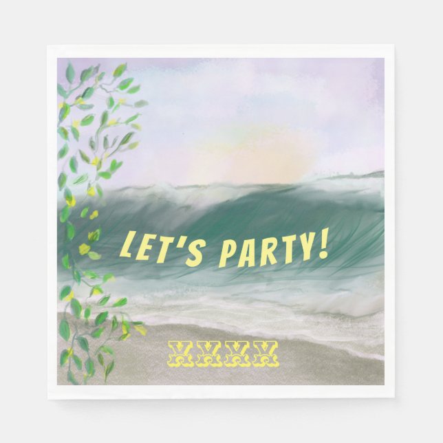 Simple Beach Birthday Picnic Napkin (Front)