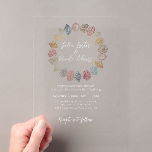 Simple Beach Blue Ocean Seashell Wedding Acrylic Invitations