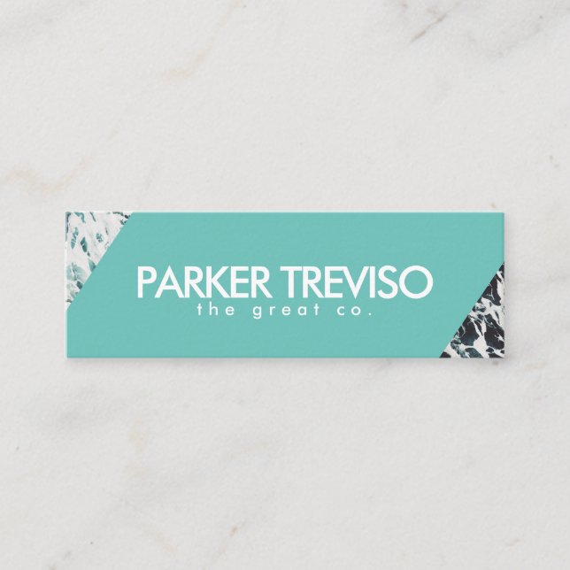 Simple Beach Ocean Colour Mini Business Card (Front)