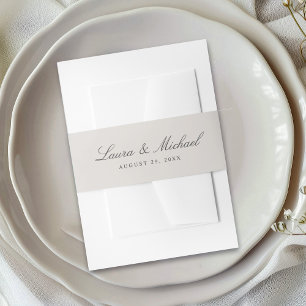 Simple Beach Sand Personalized Wedding Invitation Belly Band
