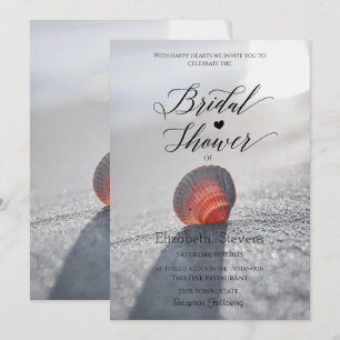 Simple Beach Seashell Bridal Shower Invitation