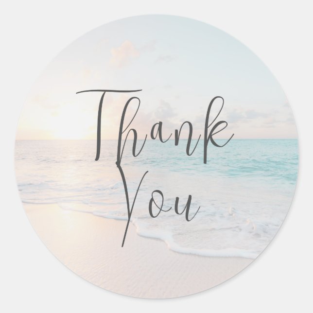 Simple Beach Thank You Business  Classic Round Sticker (Front)
