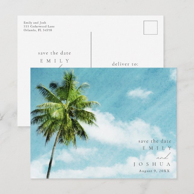 Simple Beach Wedding Budget Save The Date Announcement Postcard (Front/Back)