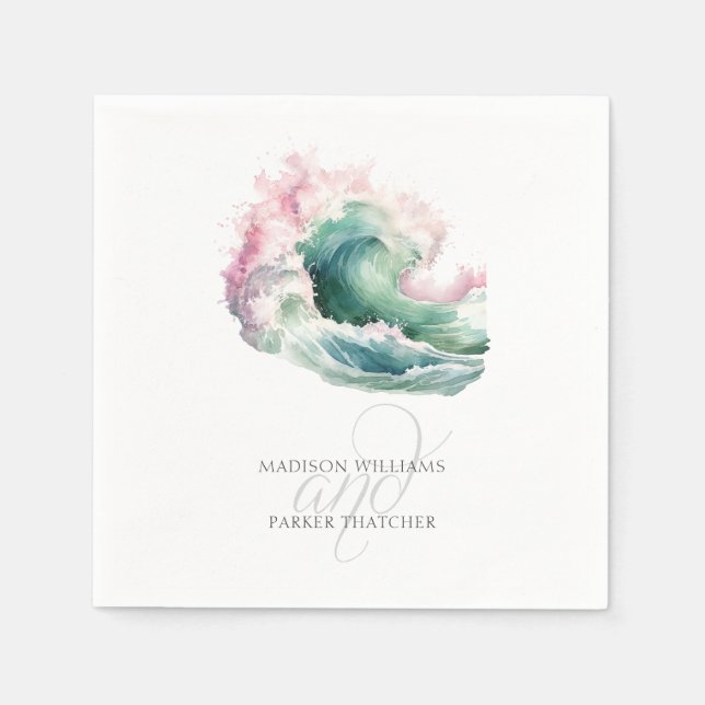 Simple Beach Wedding Personalized Napkin (Front)