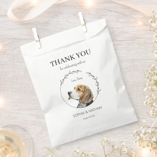 Simple Beagle Dog Wedding Thank You Favour Bag (Clipped)