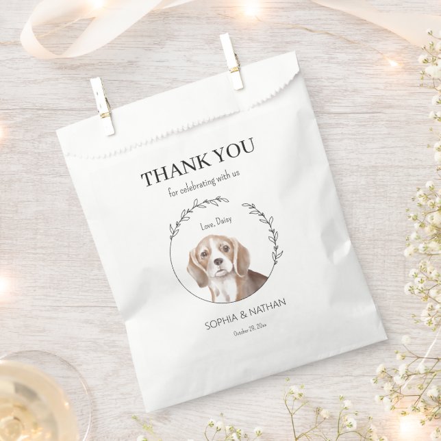 Simple Beagle Dog Wedding Thank You Favour Bag (Clipped)