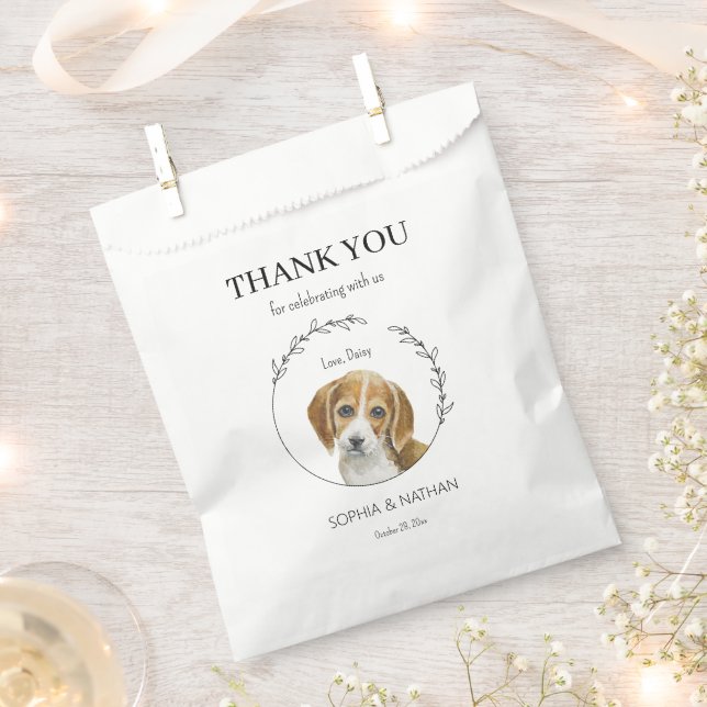 Simple Beagle Dog Wedding Thank You Favour Bag (Clipped)