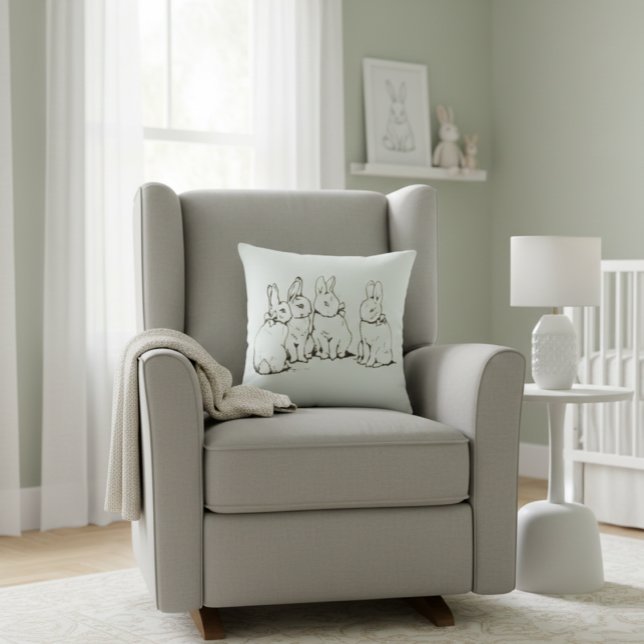 Simple Beatrix Potter Bunny Nursery  Throw Pillow (Creator Uploaded)