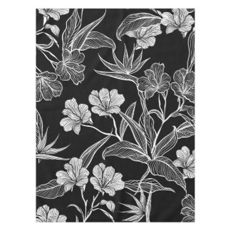 Simple Beautiful Black and White Floral Pattern Tablecloth