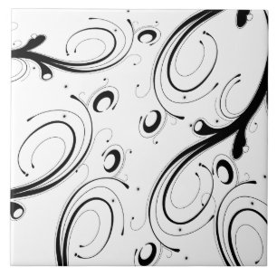 Simple Beautiful Black and White Scroll Tile