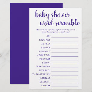 Simple Bébé Mot Scramble   Carte de jeu pourpre