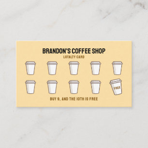 Simple Beige and Black Takeaway Cups Coffee Shop Loyalty Card