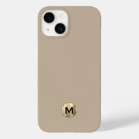 Simple Beige Brushed Gold Monogram